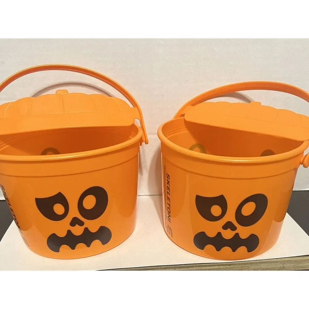 2023 McDONALD'S Halloween Bucket Pail HAPPY MEAL TOYS‎ Orange Skeleton Set Of 2